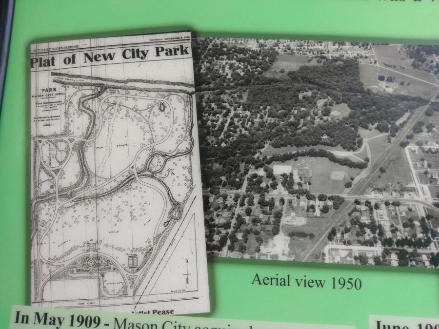 1909 Plat of City Park, now called East Park, and 1950s aerial view